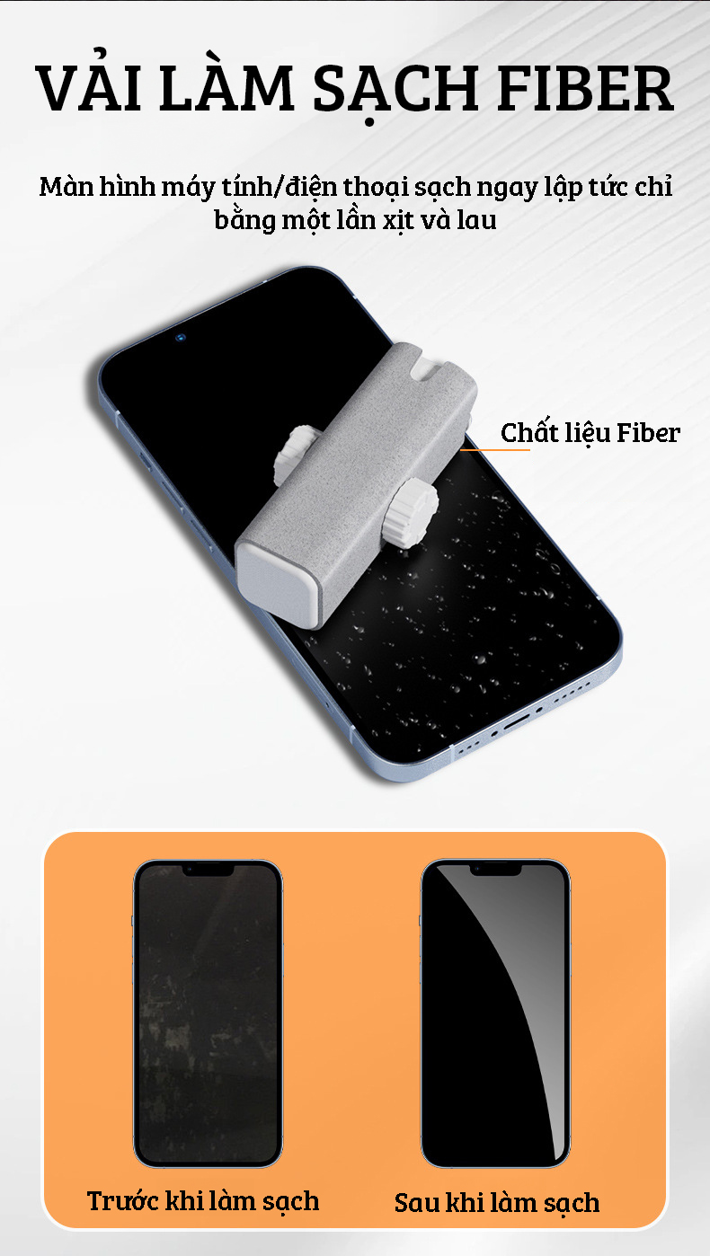 Bộ dụng cụ vệ sinh màn hình điện thoại, mắt kính đeo mắt, cho macbook, laptop hiệu HOTCASE Q5Y tích hợp Spinner xã stress - thiết kế nhỏ gọn, bỏ túi quần - hàng nhập khẩu