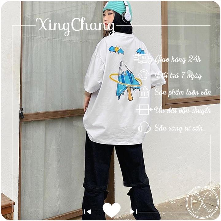 Áo nữ form rộng, Áo phông dáng Hàn Quốc cá tính chất đẹp in Kem Mũi Tên mã TL82.5