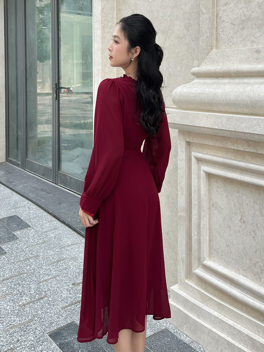 [HCM] Đầm vol tay phồng phối dây kim sa dễ thương MS113 - KHÁNH LINH STYLE