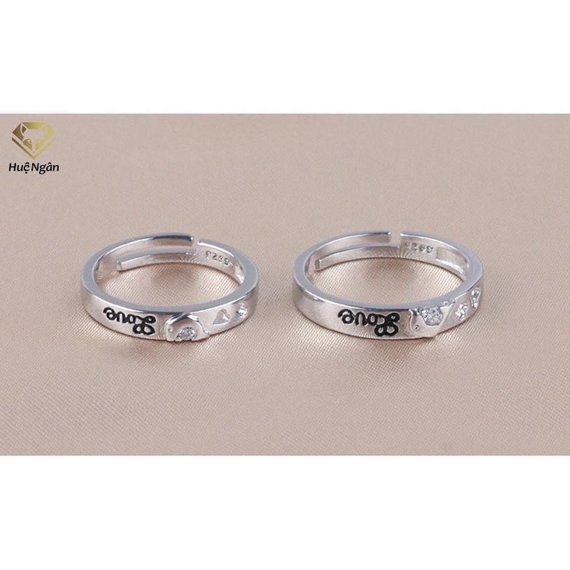 Nhẫn đôi bạc Ý 925 Huệ Ngân- Cá heo thủy chung RR1146