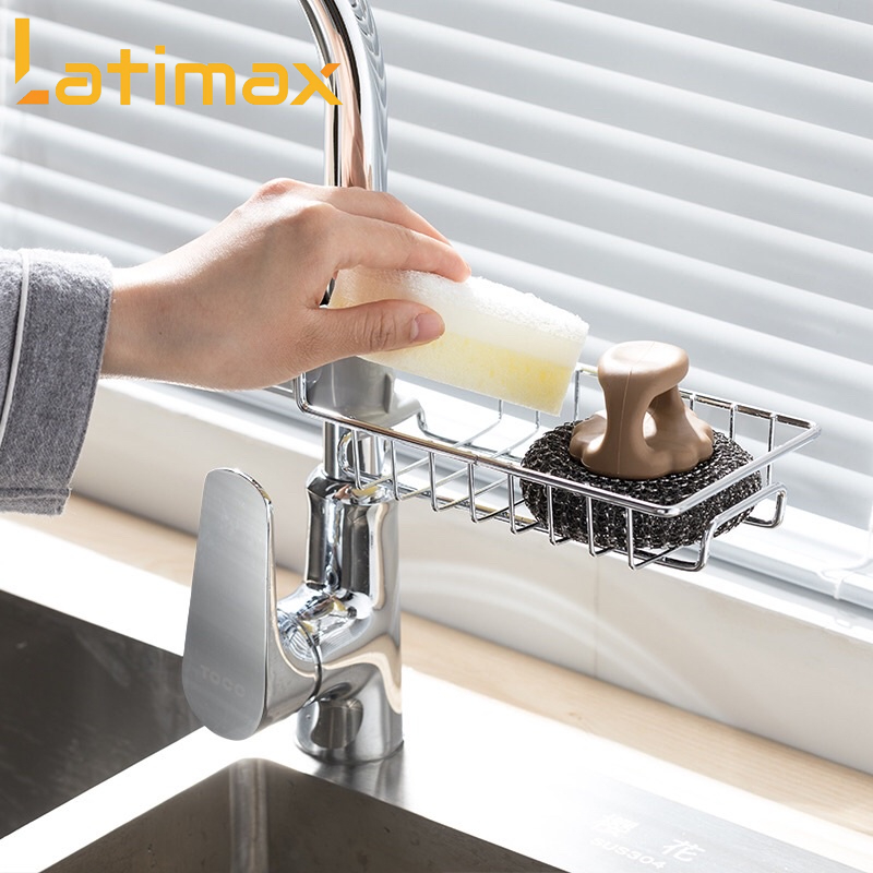 Giá để giẻ rửa bát inox gắn vòi rửa Latimax KRC6 điều chỉnh lên xuống tiện lợi