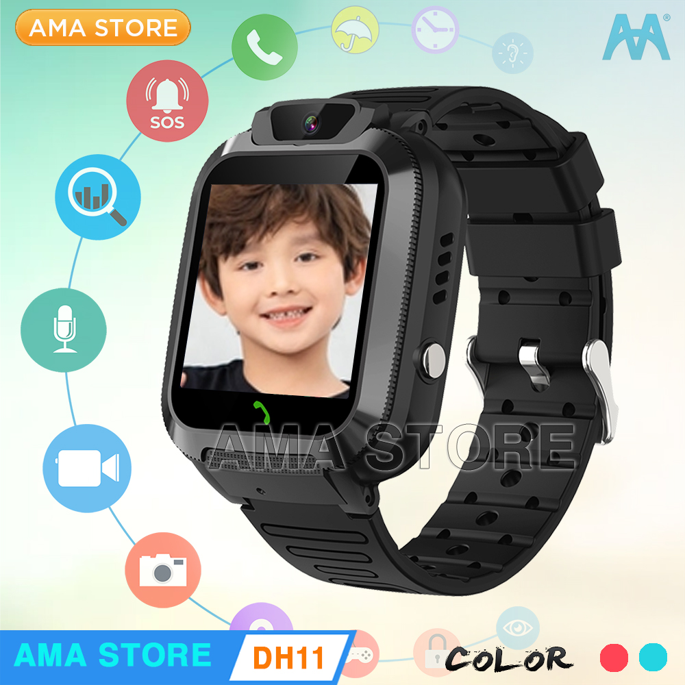 Đồng Hồ Thông Minh Trẻ Em Gọi Video Chống Nước Định Vị Wifi Model Ama Watch Dh11 Hàng Nhập Khẩu - Đen Black