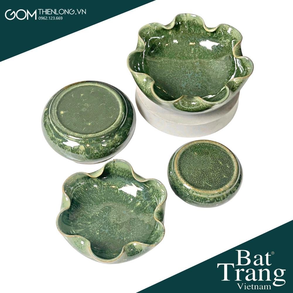 Combo Bát Nước Minh Đường Tụ Thủy Màu Thiên Thanh - Đồ Thờ Cúng Bát Tràng Cao Cấp - Gốm Thiên Long