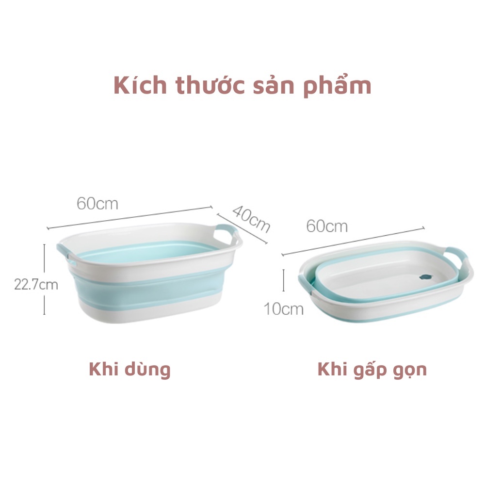 Chậu giặt quần áo silicon gấp gọn (thau giặt quần áo) có lỗ thoát nước Cao Cấp Chính Hãng