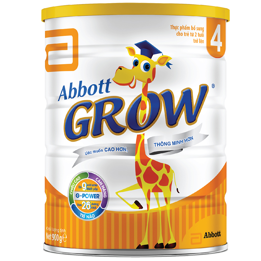 Lon sữa bột Abbott Grow 4 900g cho trẻ trên 2 tuổi