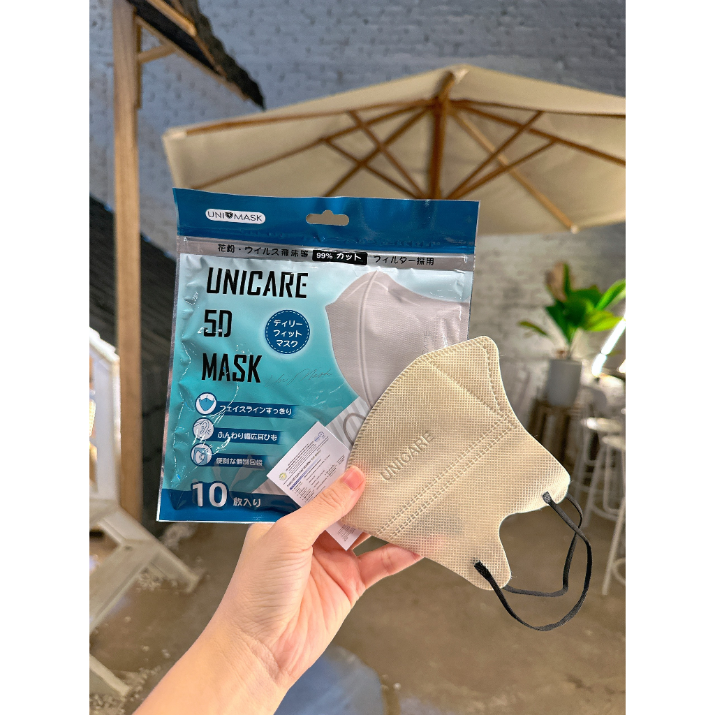 Túi 10 Cái Khẩu Trang 5D UNI CARE Dan Khang 3 Lớp Kháng Khuẩn, Chống Bụi Mịn Hàng Cao Cấp