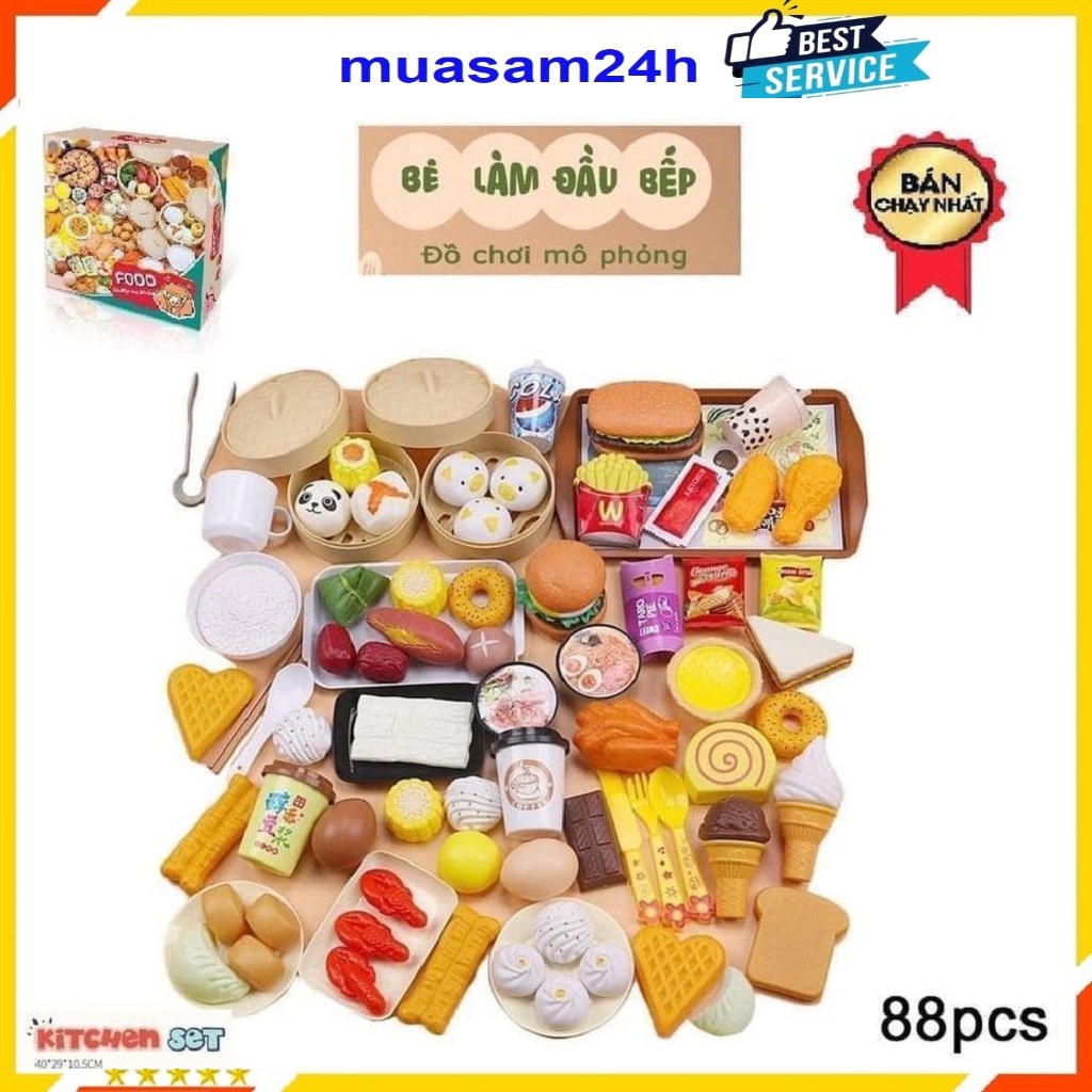 Bộ Đồ Chơi Nấu Ăn Cho Bé 88 Chi Tiết, Đồ Chơi Trẻ Em HT SYS