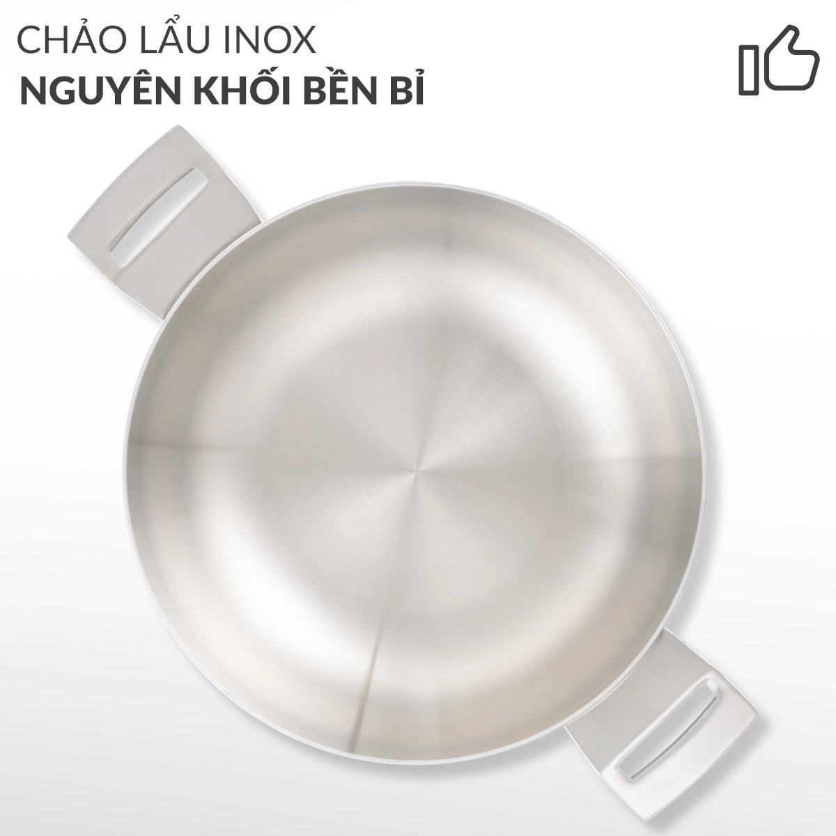 Chảo lẩu inox 316 đúc liền khối Hàn Quốc CIC6620 size 26cm kèm vung kính