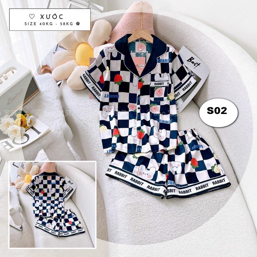 BỘ PYJMA LỤA XƯỚC SHORTS, TAY DÀI, TAY NGẮN.