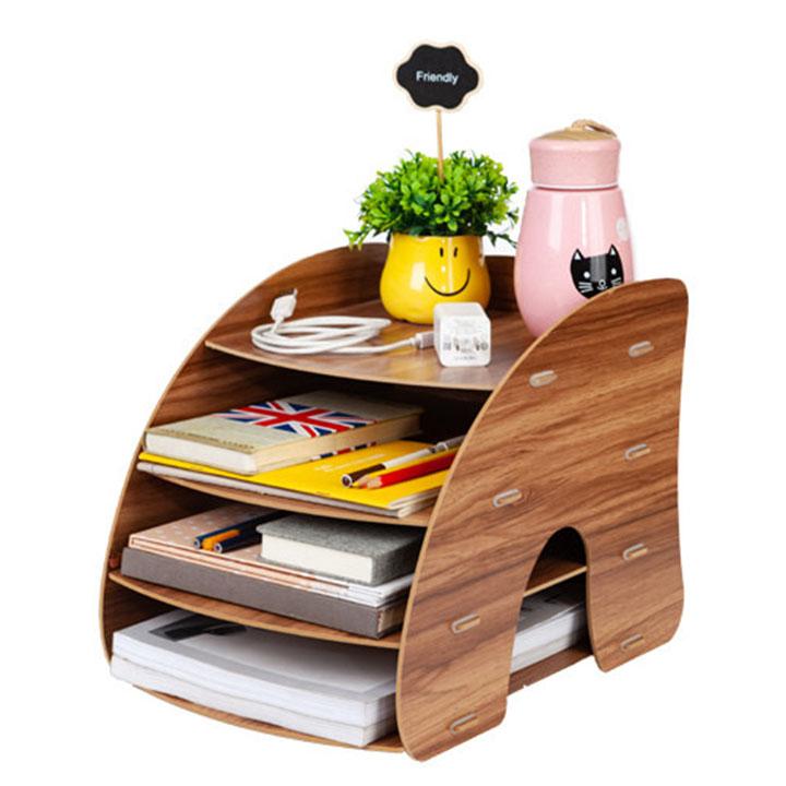 Kệ, Giá Sách Để Bàn Học, Bàn Làm Việc Hình Quạt Lạ Mắt, Kích Thước 34cm x 27cm x24cm