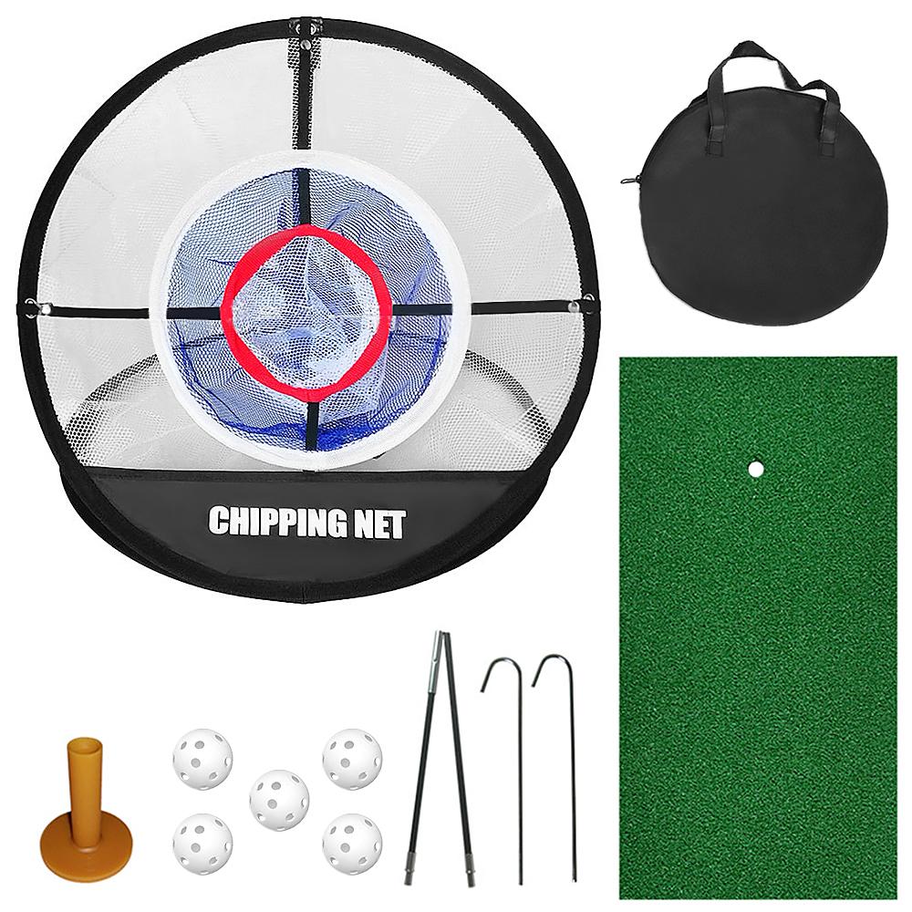 Combo chơi Golf với1 lưới đánh gôn, 1 thảm đánh, 1 phát bóng và 5 quả bóng.