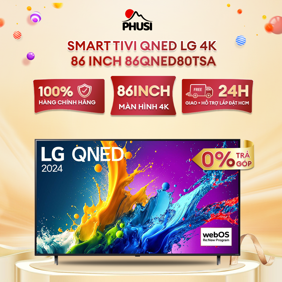 Smart Tivi QNED LG 4K 86 inch 86QNED80TSA Mới 2024 - Hàng chính hãng - Giao HCM và 1 số tỉnh thành