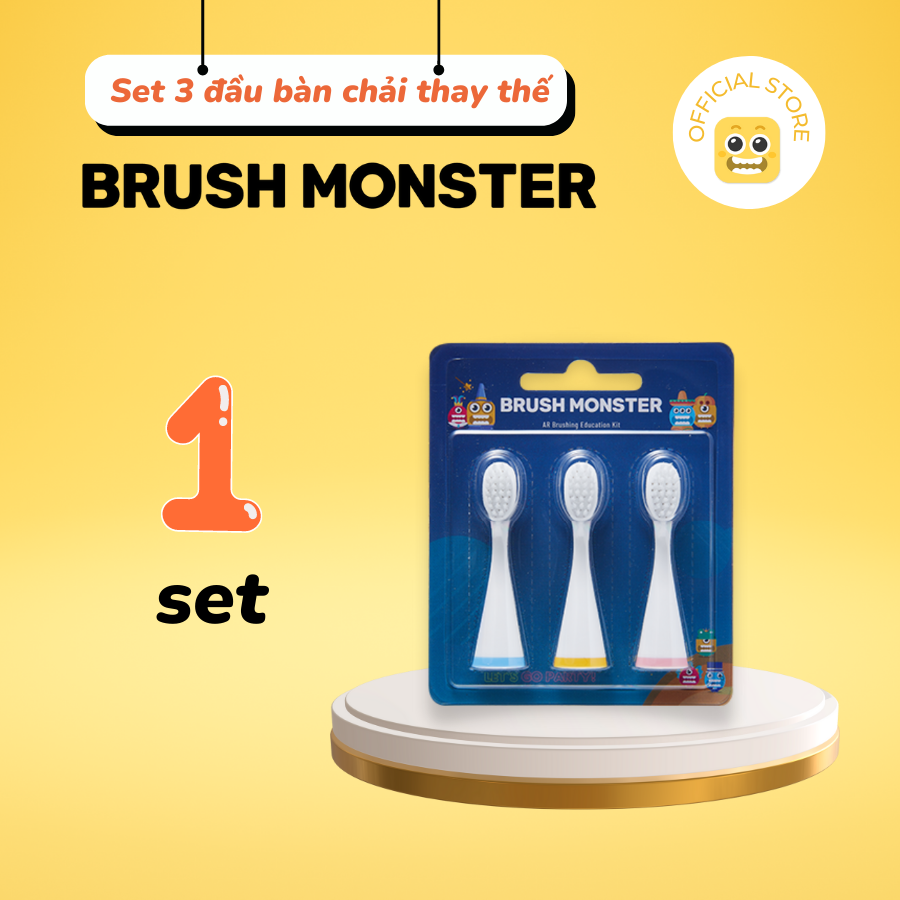 Set 3 Đầu Bàn Chải Thay Thế Cho Răng Trẻ Em Sonic, BMT-1000, Sợi DUPONT An toàn Cho Răng Nhạy Cảm, 100% Kháng Khuẩn