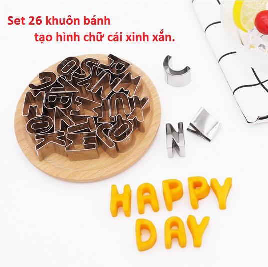 Set 26 Khuôn cắt bánh Cookie hình chữ, khuôn tạo hình bánh Cookie 26 chữ cái kiểu dáng đáng yêu GD230-KhuonBanh-Chu