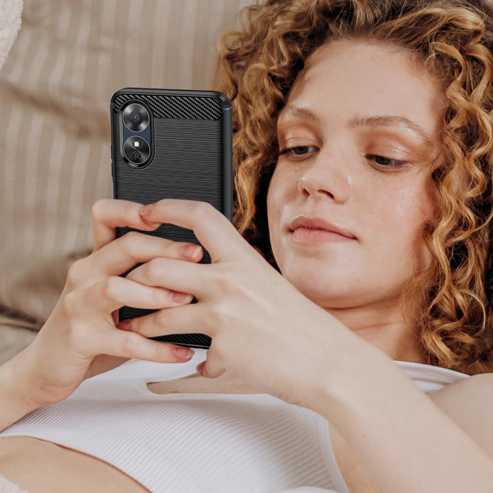 Ốp lưng cho Oppo A17 A17K silicone mềm Carbone phay xước chống sốc chống vân tay