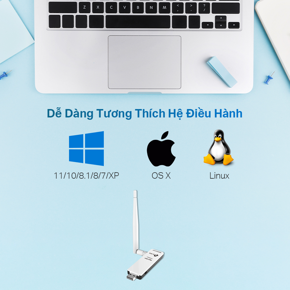 Bộ Thu Wifi USB TP-Link TL-WN722N Chuẩn N 150Mbps - Hàng Chính Hãng