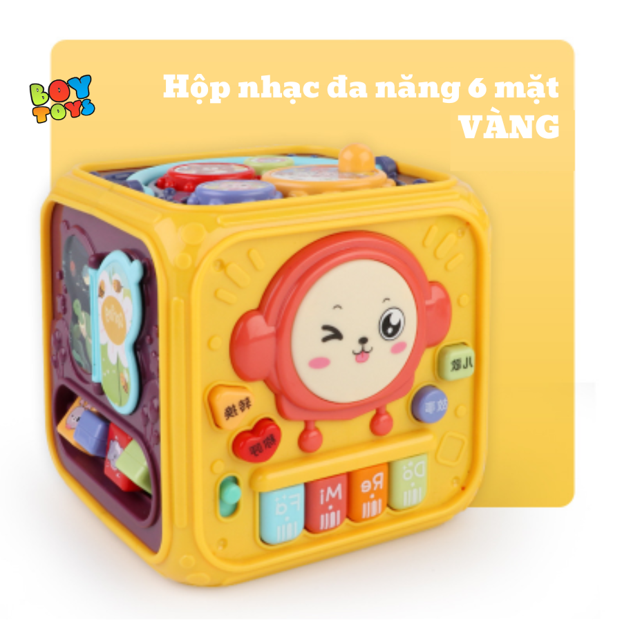 Hộp nhạc đa năng 6 mặt, hộp nhạc ô tô có đèn, nhạc, hình khối giúp bé phát triển tư duy và nhận biết màu sắc