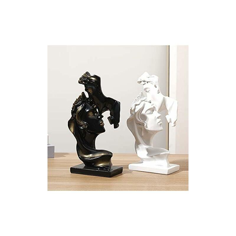 Hình ảnh Tượng cặp cặp đôi sáng tạo trong hình dạng của một nụ hôn - bức tượng đen Kisses người yêu người yêu nghệ thuật hiện đại điêu khắc trang trí bàn cho phòng khách văn phòng tại nhà.