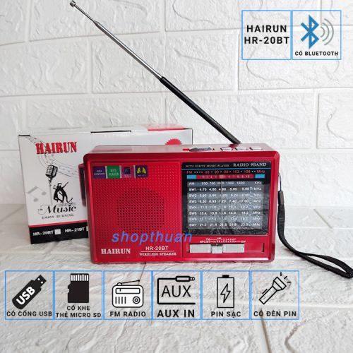 Đài Radio HAIRUN HR-20BT FREE SHIP Chạy USB , Thẻ Nhớ , Kiêm Đèn Pin . Bắt Sóng Cực Tốt , Loa To , Dễ Sử Dụng