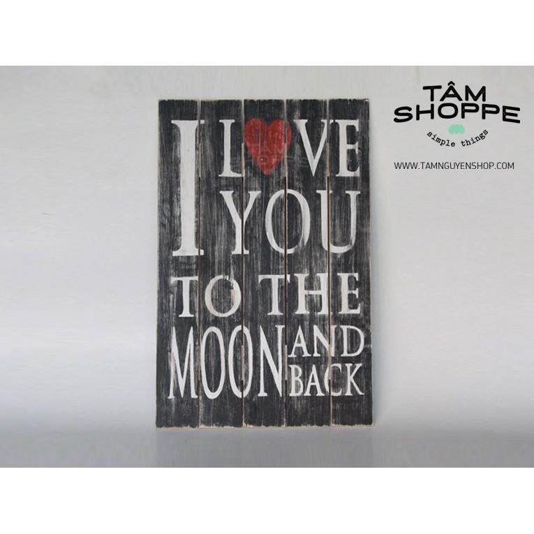 Tranh gỗ Vintage chữ I Love You