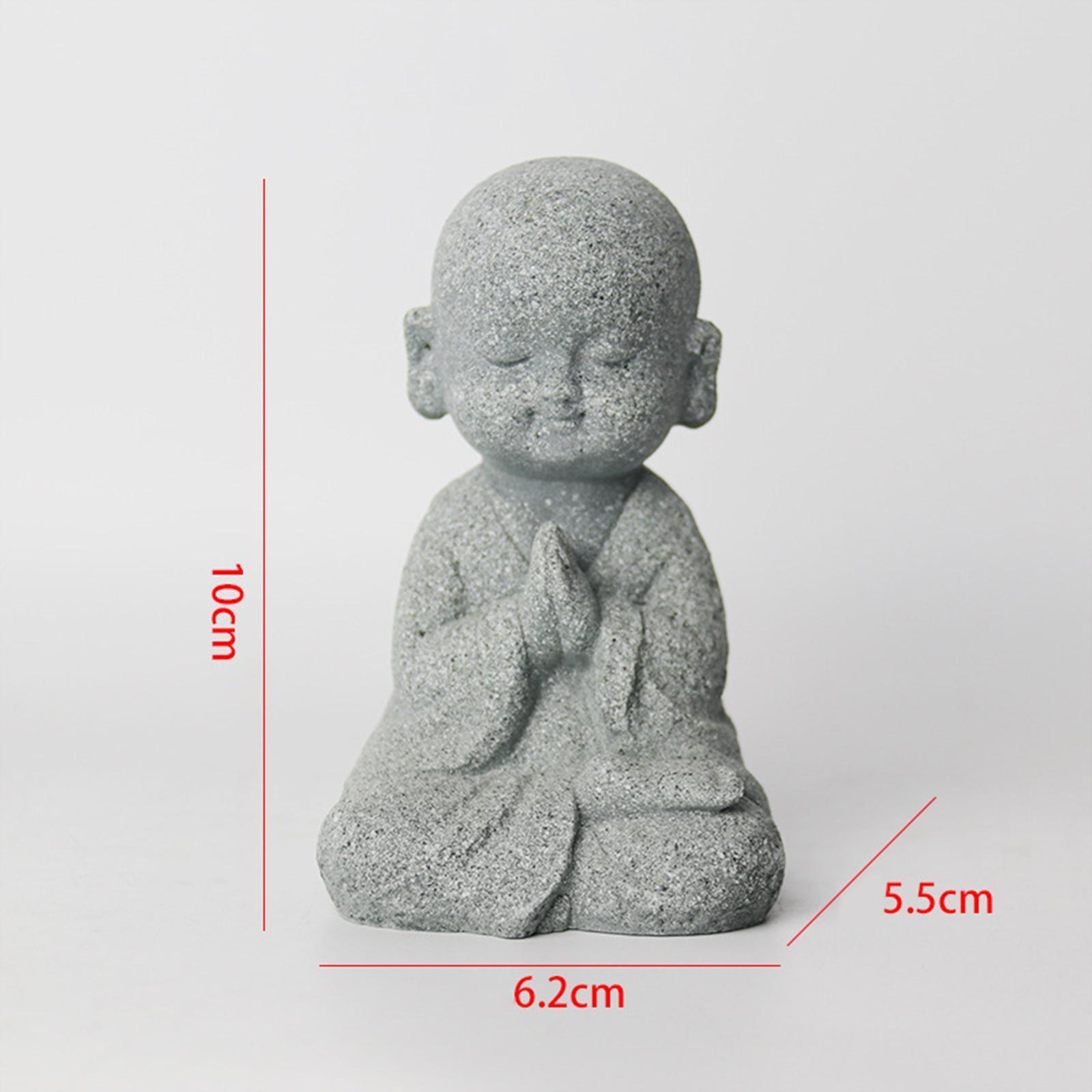 Sandstone Buddha Monk Statue Figurines for Flower Pot Decor Sculptures