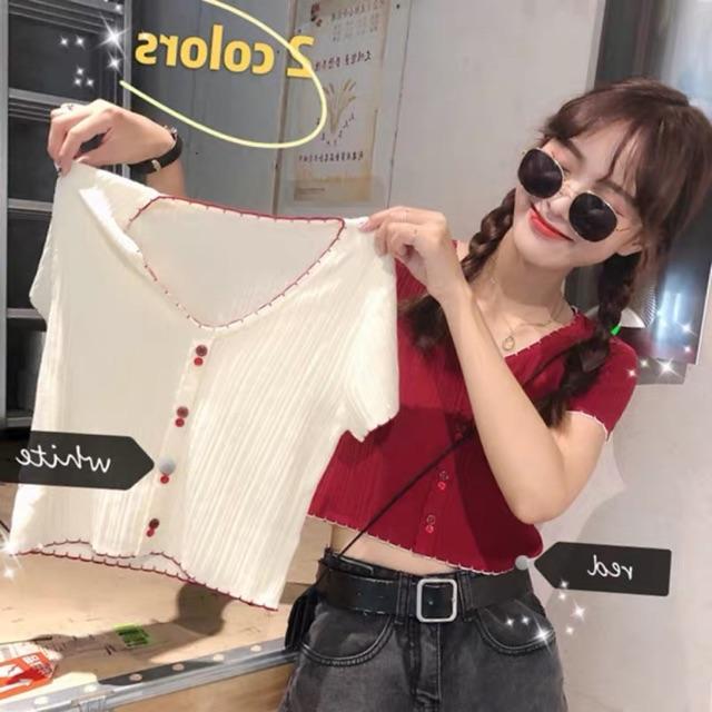 Áo croptop cổ chữ V đủ màu
