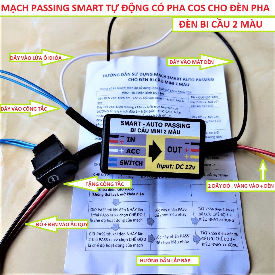 Đèn trợ sáng bi cầu cao câp FX02 - 35W + Mạch passing auto mẫu mới loại tốt siêu bền