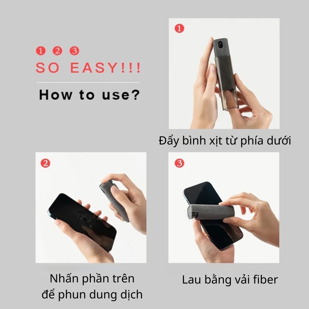 Bộ Vệ Sinh Màn Hình iPhone, macbook HOTCASE All In One Portable Cleaner Có Dung Dịch Diệt Khuẩn Và Cán Lau Siêu Sạch - Hàng nhập khẩu