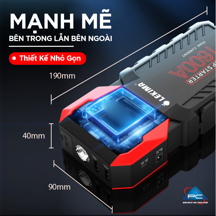 Bộ kích xe máy, xe ô tô LEKIMA LJS800 công suất lớn, dòng phóng mạnh, kiêm pin sạc dự phòng 22000mAh