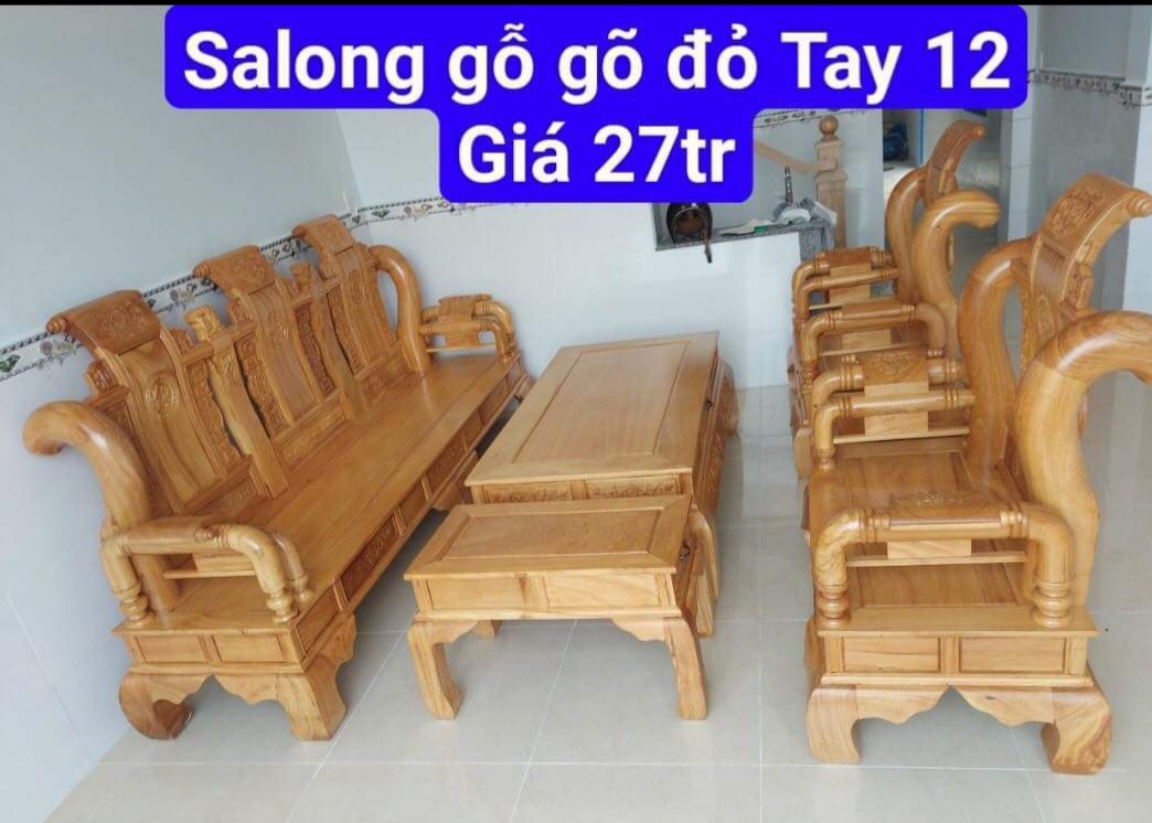 Bộ ghế salon gỗ gõ đỏ mẫu Tần Thủy Hoàng tay 12 (FREESHIP 50 KM )