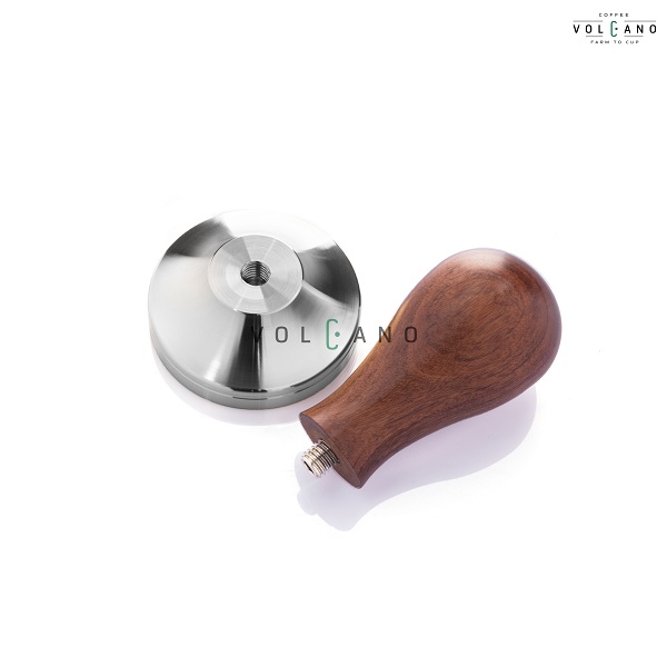 Tamper inox nén cà phê espresso cán gỗ