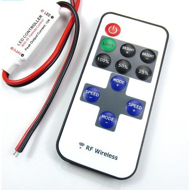 Remote LED Controller 5 - 24V 12A bộ điều khiển lé từ xa sóng RF với hiệu ứng Dimmer, điều chỉnh tốc độ nháy