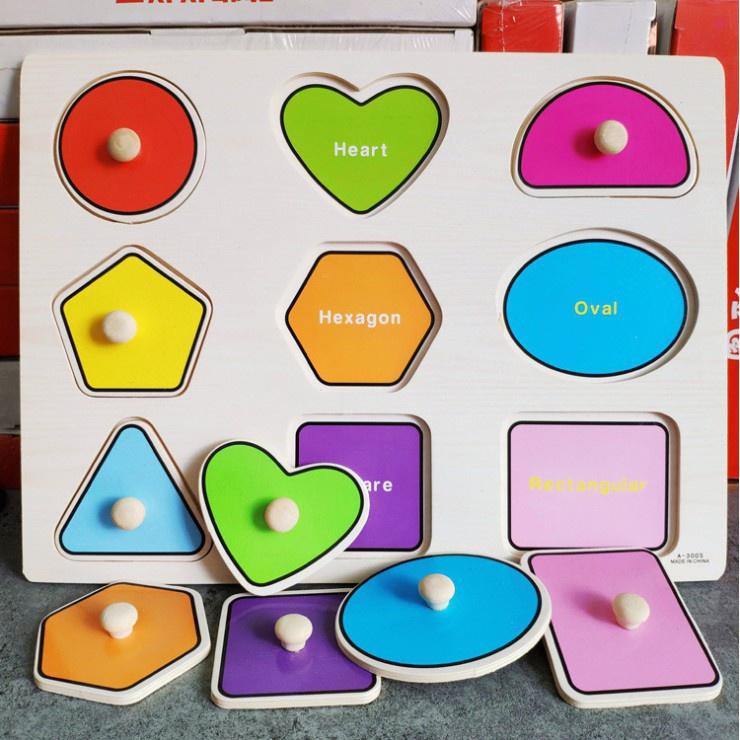 Bảng ghép hình núm gỗ cho bé loại to đẹp 22×30cm nhiều chủ đề