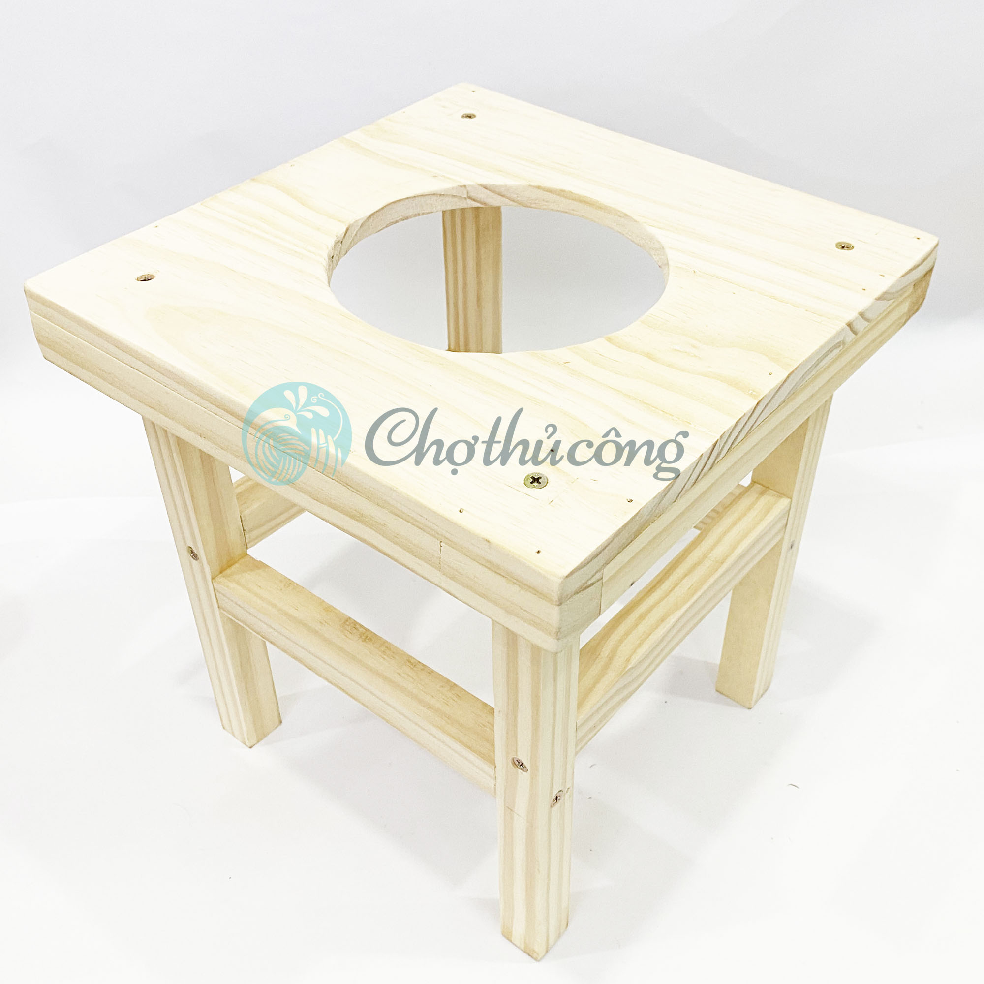 Ghế xông phụ khoa - Ghế xông hơi sau sinh từ gỗ thông tự nhiên cao cấp, tặng quây cách nhiệt nỉ VNXK