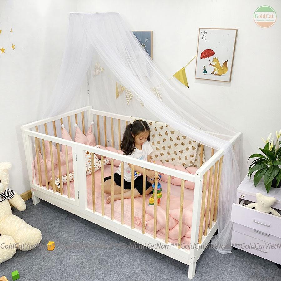 Giường Cũi Đa Năng GoldBaby Thương Hiệu GOLDCAT, Gỗ Tự Nhiên Bền Chắc An Toàn Cho Bé, Sử Dụng Từ 0-12 Tuổi