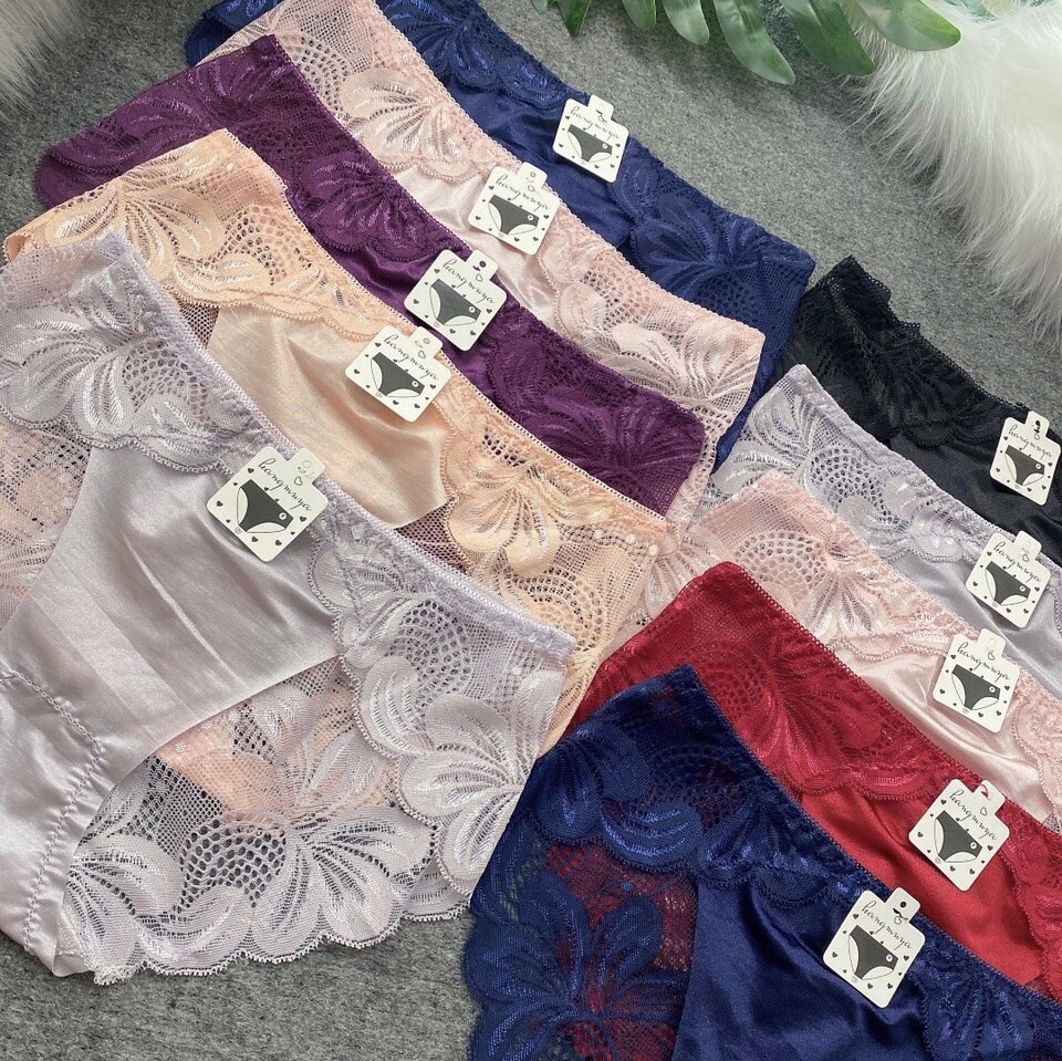 Combo 5 Quần Lót Ren Lụa Cao Cấp – Free size 45-58kg – Giao Màu Ngẫu Nhiên + Tặng kèm set 5 dây cột tóc xinh xắn