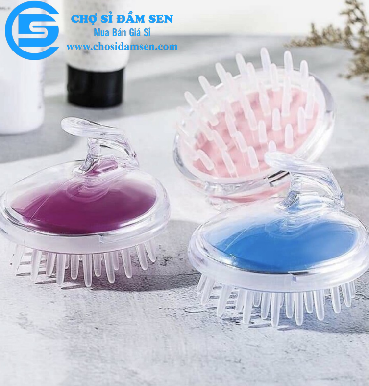 Lược gội đầu gai tròn, massage thư giãn da đầu, Massage Gai Silicon G338-Luocgoidau