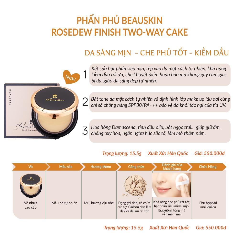 Phấn Phủ Kiềm Dầu, Che Khuyết Điểm BEAUSKIN Rosedew Two Way Cake 12g - BMTW0122110