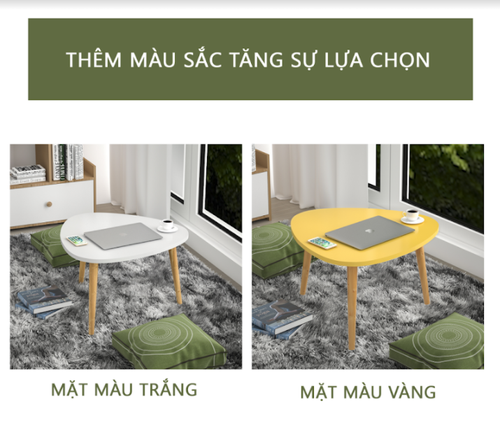 Bàn Trà Bệt, Bàn Cafe GAPI Chất Liệu Gỗ MDF Phủ Melamin Chân Gỗ Sồi Cao Cấp - GP77