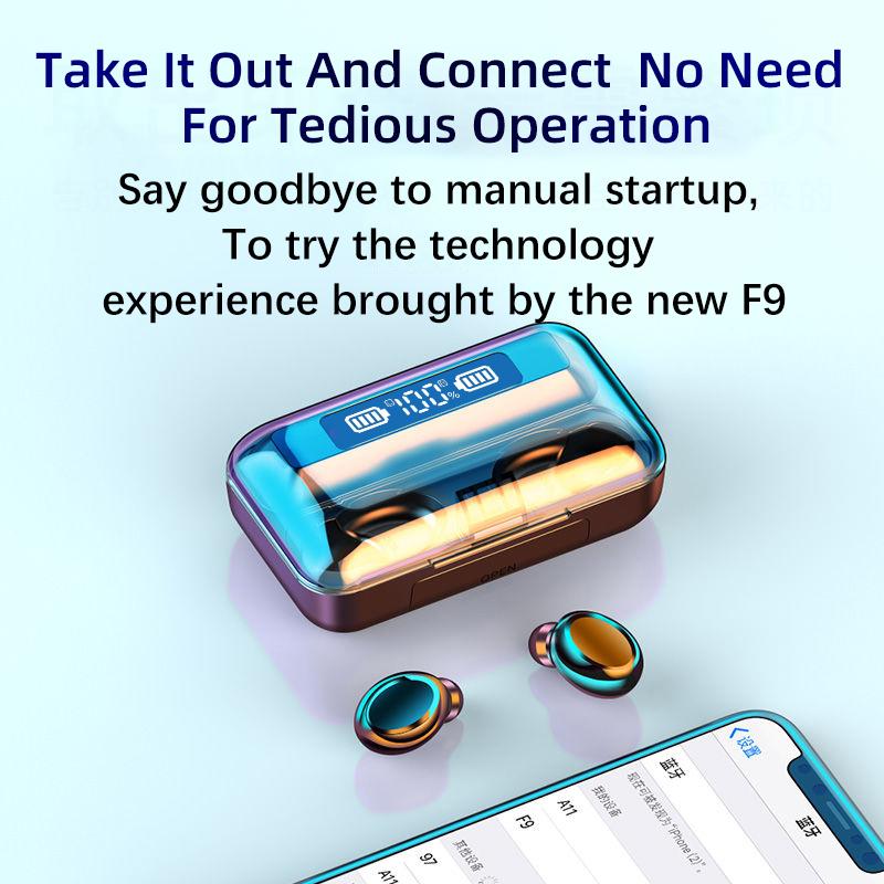 Oringinal F9-V5.0 Bluetooth 5.0 TWS Vân Tay Cảm Ứng Tai Nghe HiFI Stereo-Tai Tai Nghe Nhét Tai Không Dây Tai Nghe Dành Cho Thể Thao