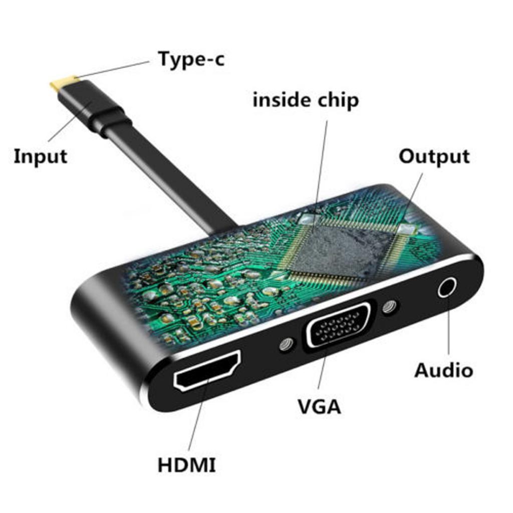 USB C Hub USB Type C 3.1 VGA Adapter Dock with 4K HDMI PD Charge for MacBook