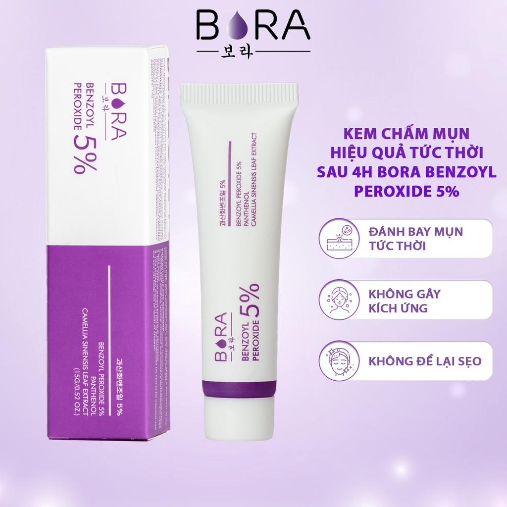 Gel chấm mụn Bora Benzoyl Peroxide 5% hoạt động mạnh mẽ tuýp 15g