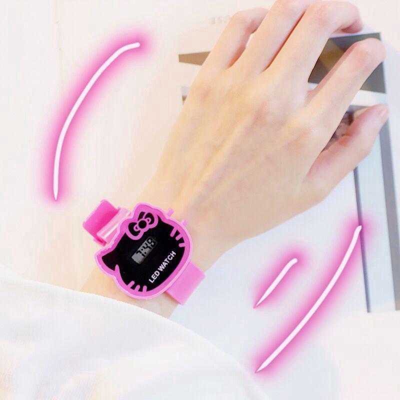 Đồng hồ đeo tay nhựa dẻo màu kẹo ngọt cho bé gái HÌNH MÈO CON ( hàng sẵn