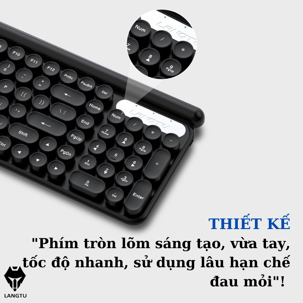 Bàn Phím Giả Cơ Không Dây Wireless LT400 LANGTU Ban Phim Chơi Gaming Kèm Chuột Hàng Chính Hãng