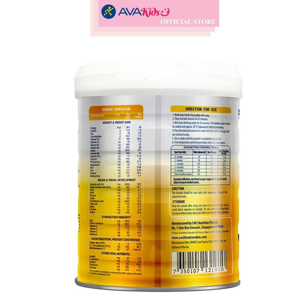 Sữa bột Nutifood GrowPLUS+ vàng 0+ (sữa non) hương vani 800g (0 - 12 tháng)