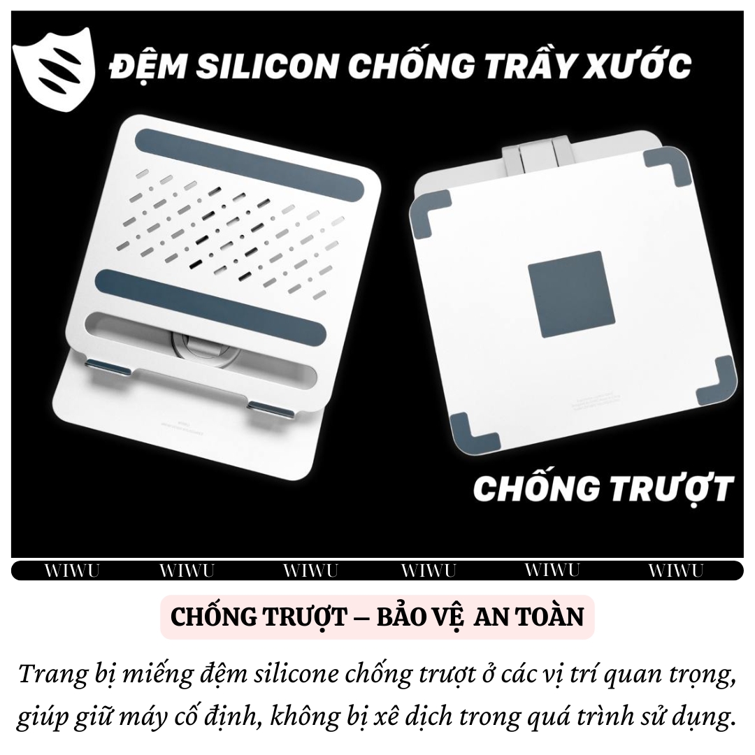 Giá đỡ nhôm nguyên khối tản nhiệt Xoay 360 độ hiệu WIWU S801 cho Laptop / Macbook / iPad từ 10 - 17 inch, Gấp gọn tiện lợi - Hàng nhập khẩu