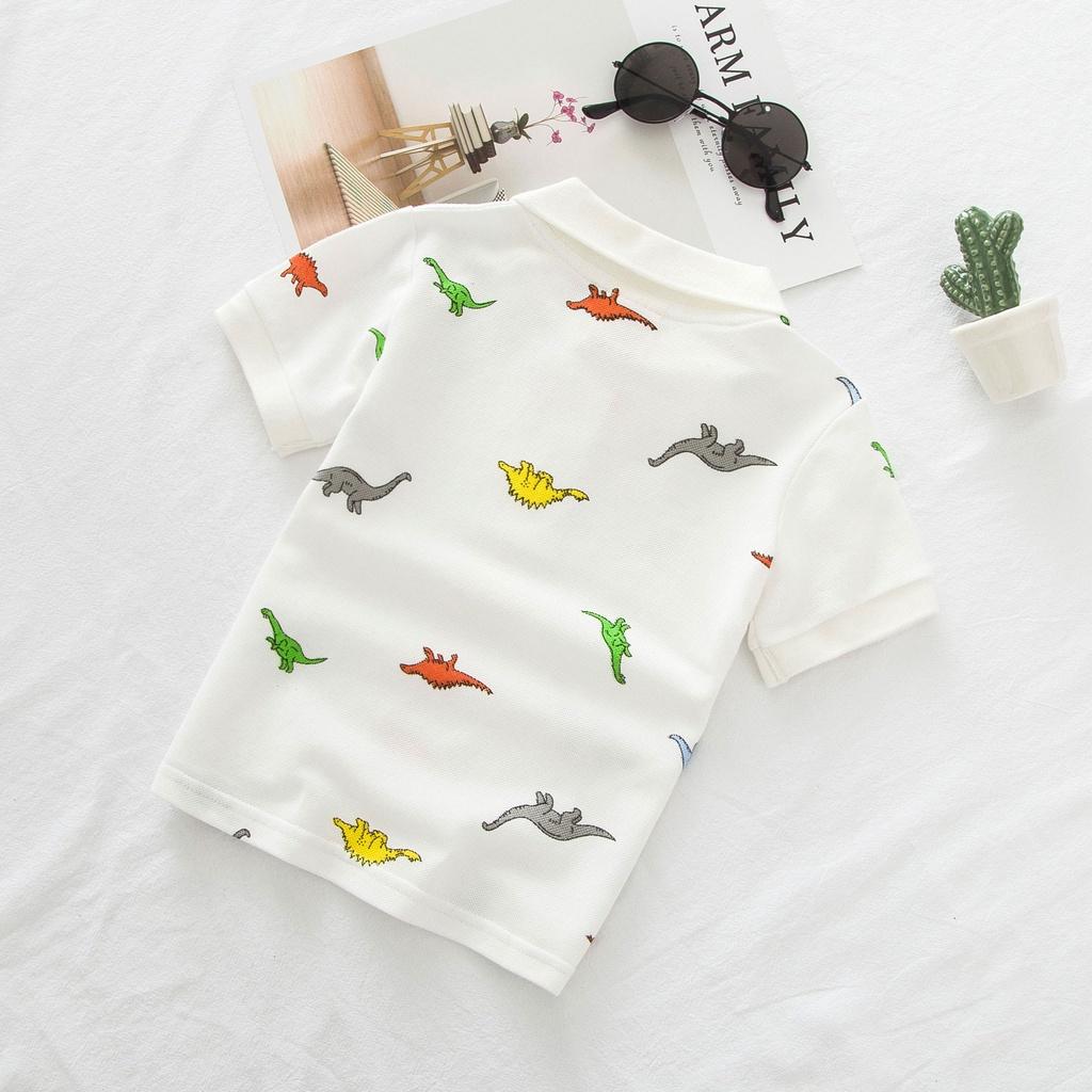 Áo phông cộc tay polo có cổ in hình khủng long cho bé trai chất vải cá sấu cao cấp - SUMO KIDS