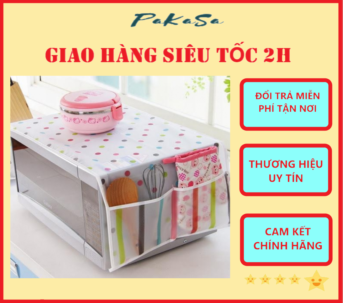 Tấm Phủ Lò Vi Sóng Chống Thấm Có 4 Túi Đựng Vật Dụng PaKaSa - Hàng Chính Hãng 