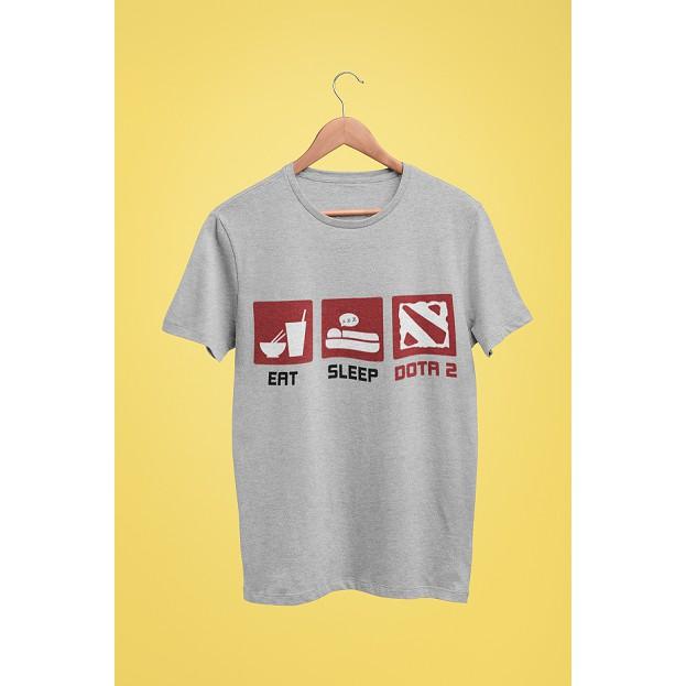 ÁO THUN EAT SLEEP DOTA- XÁM
