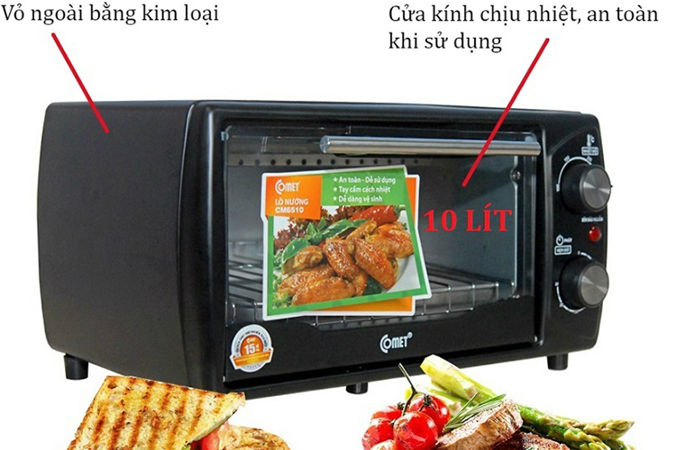 Lò Nướng Điện Đa Năng Comet CM6510 - Đen - Hàng Chính Hãng